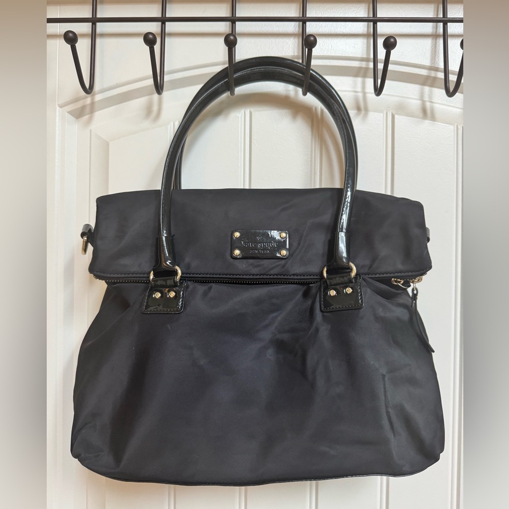 Kate Spade Carmen Basic Black Nylon Bag with Detachable Cross Body Strap.
